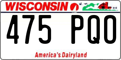 WI license plate 475PQO