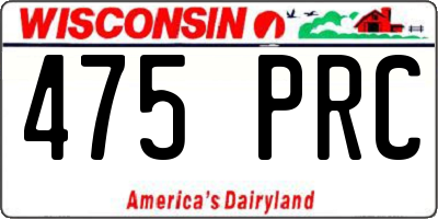 WI license plate 475PRC