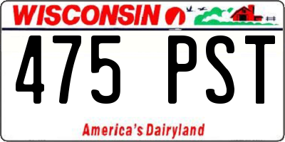 WI license plate 475PST