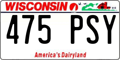 WI license plate 475PSY