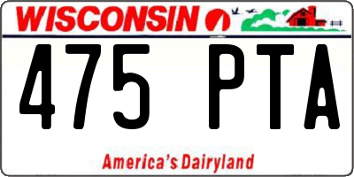 WI license plate 475PTA