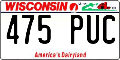 WI license plate 475PUC