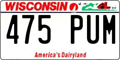 WI license plate 475PUM