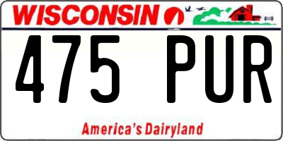 WI license plate 475PUR
