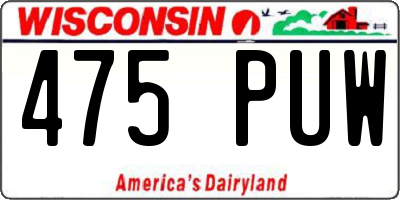 WI license plate 475PUW