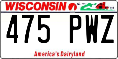 WI license plate 475PWZ