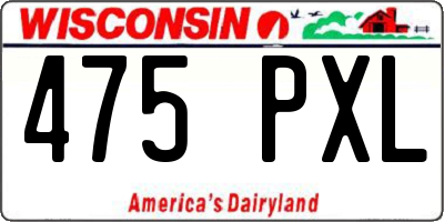 WI license plate 475PXL