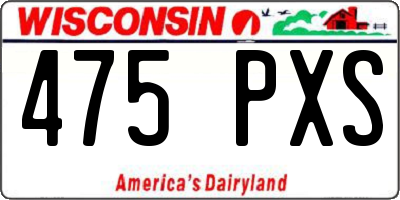 WI license plate 475PXS