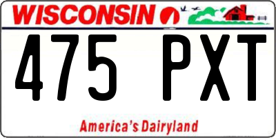 WI license plate 475PXT