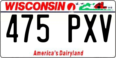 WI license plate 475PXV