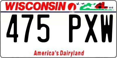 WI license plate 475PXW