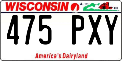 WI license plate 475PXY