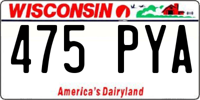 WI license plate 475PYA