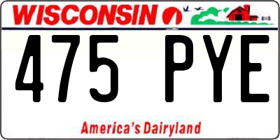 WI license plate 475PYE