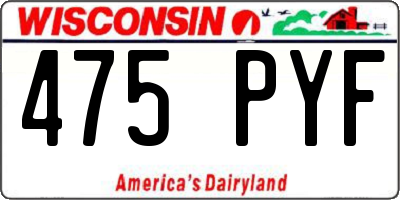 WI license plate 475PYF