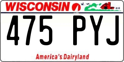 WI license plate 475PYJ