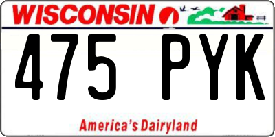 WI license plate 475PYK