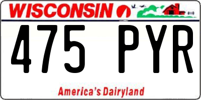 WI license plate 475PYR