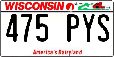 WI license plate 475PYS