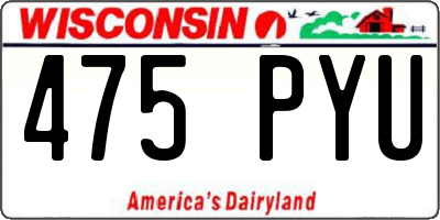 WI license plate 475PYU