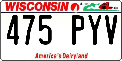 WI license plate 475PYV