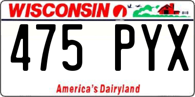 WI license plate 475PYX