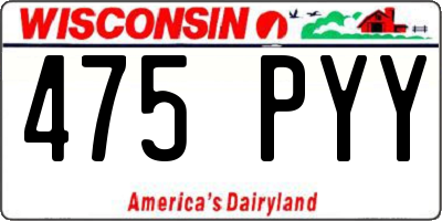 WI license plate 475PYY
