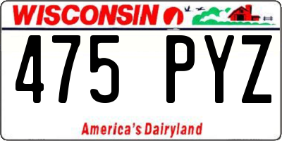 WI license plate 475PYZ