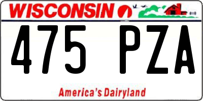 WI license plate 475PZA