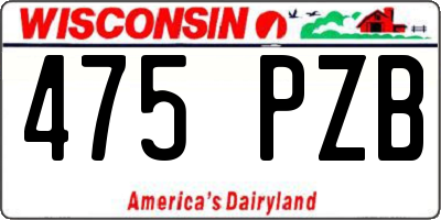 WI license plate 475PZB