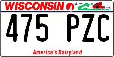 WI license plate 475PZC