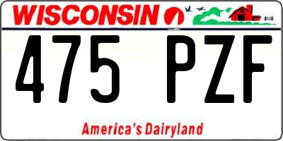 WI license plate 475PZF