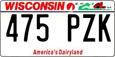 WI license plate 475PZK
