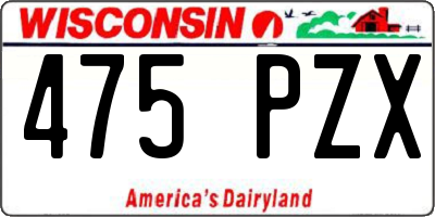 WI license plate 475PZX