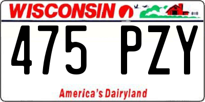 WI license plate 475PZY