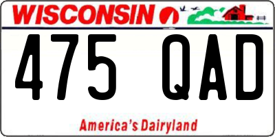 WI license plate 475QAD