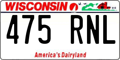 WI license plate 475RNL