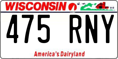 WI license plate 475RNY