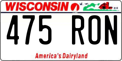 WI license plate 475RON