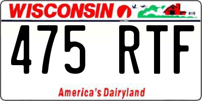 WI license plate 475RTF