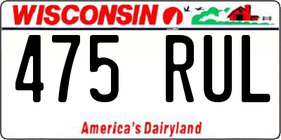 WI license plate 475RUL