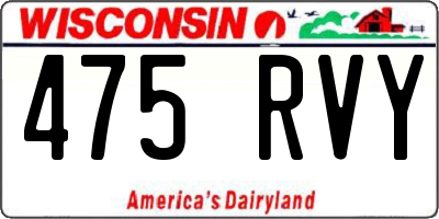 WI license plate 475RVY