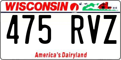 WI license plate 475RVZ