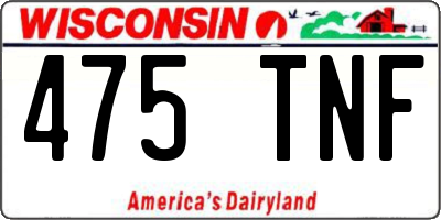 WI license plate 475TNF