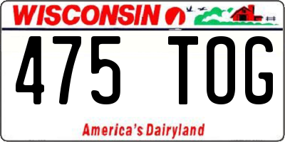 WI license plate 475TOG