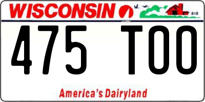 WI license plate 475TOO