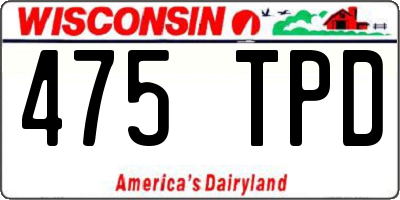 WI license plate 475TPD