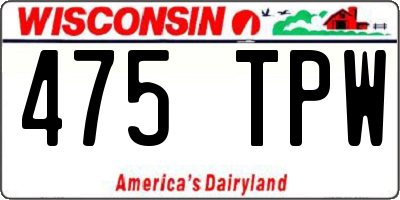 WI license plate 475TPW