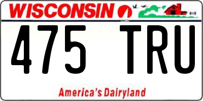 WI license plate 475TRU