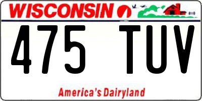 WI license plate 475TUV